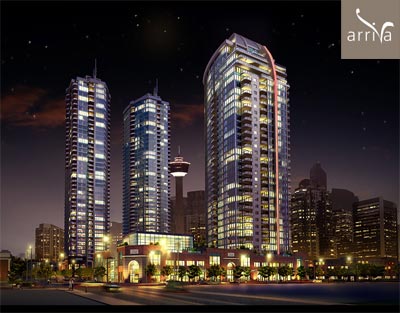 TORODE presents the high-rise towers of arriVa Calgary condos for sale in Victoria Park real estate community.