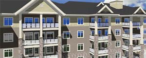 The pre-construction Pinnacle Ridge Elements Grande Prairie apartments for sale are new urban sleek condominiums.